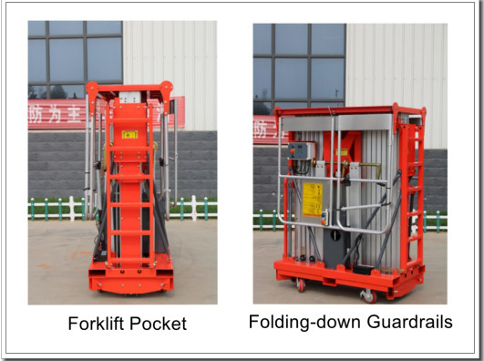 Aluminum Aerial Work Platform Double Mast Self propelled Vetical Lift 9 Meters